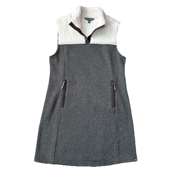 NEW Title Nine Callitrix Fleece Vest Sweater Dress Grey Ivory Sherpa M (8-10) - Picture 3 of 15
